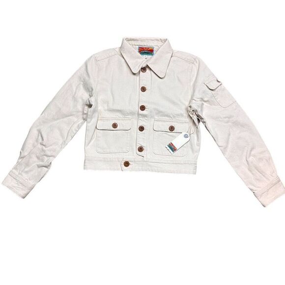 NWT Daily Blue Women’s Ira Denim Bomber Jacket Button Closure Size S Casual Fall - Picture 3 of 10